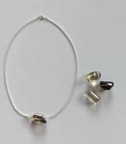 Ombre Quartz Sterling Silver Pendant Necklace