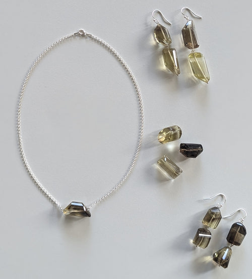 Ombre Quartz Sterling Silver Pendant Necklace