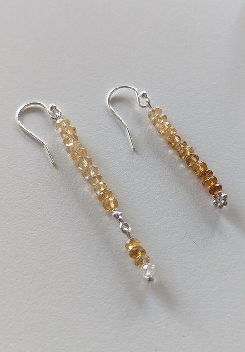 Asymetric Yellow Citrine Faceted Gemstone Earrings, by Re_find Preloved