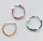Pink Sapphire, Freshwater Pearl & Sterling Silver Gemstone Beaded Bracelet
