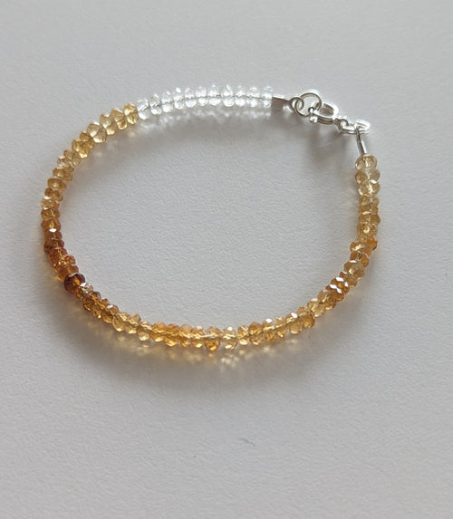 Yellow Citrine Sterling Silver Beaded Gemstone Bracelet