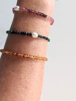 Pink Sapphire, Freshwater Pearl & Sterling Silver Gemstone Beaded Bracelet