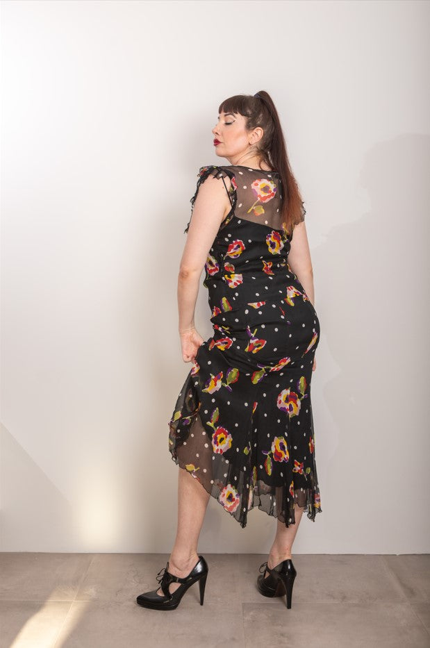 Moschino Silk Sheer Floral Dress