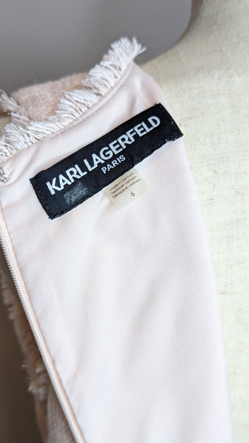 Karl Lagerfeld Paris Pale Pink Tweed Sheath Dress