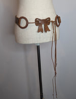 Tan Brown Leather Bow Belt