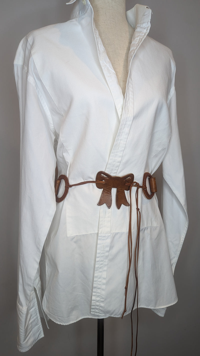 Tan Brown Leather Bow Belt