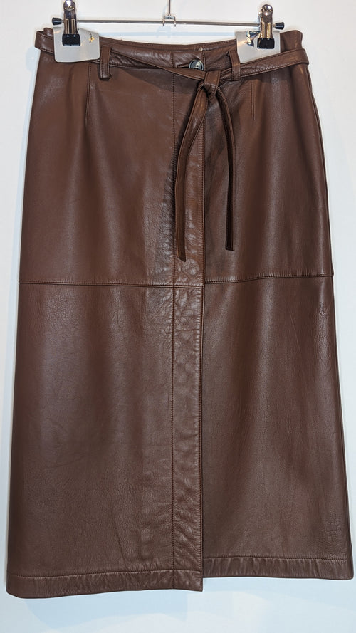 Deuxieme Classe Brown A-Line Soft Leather Skirt