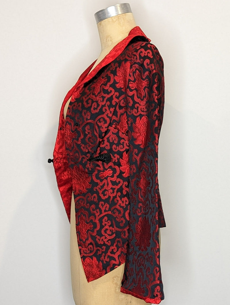 Vintage Red Black Oriental Silk Jacket