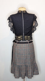 3.1 Phillip Lim Grey Plaid Print Pencil Ruffle Skirt