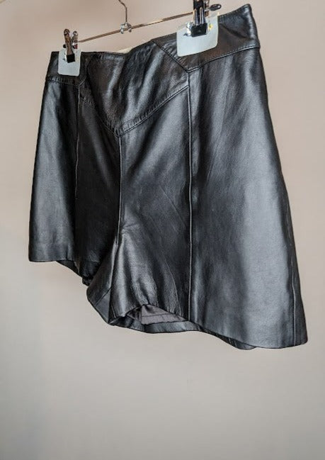 Reiss Leather High Waisted Black Shorts