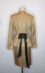 Carla Zampatti Gold & Black Textured Vintage Suit 2-Peice Skirt & Jacket