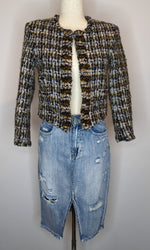 Isabel Marant Tweed Cropped Crew Neck Blazer Jacket