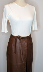 Deuxieme Classe Long Brown Tie Up Soft Leather Skirt