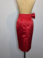 Deadly Dames Vintage Pinup 1950s Style Red Satin Pencil Skirt With Bow