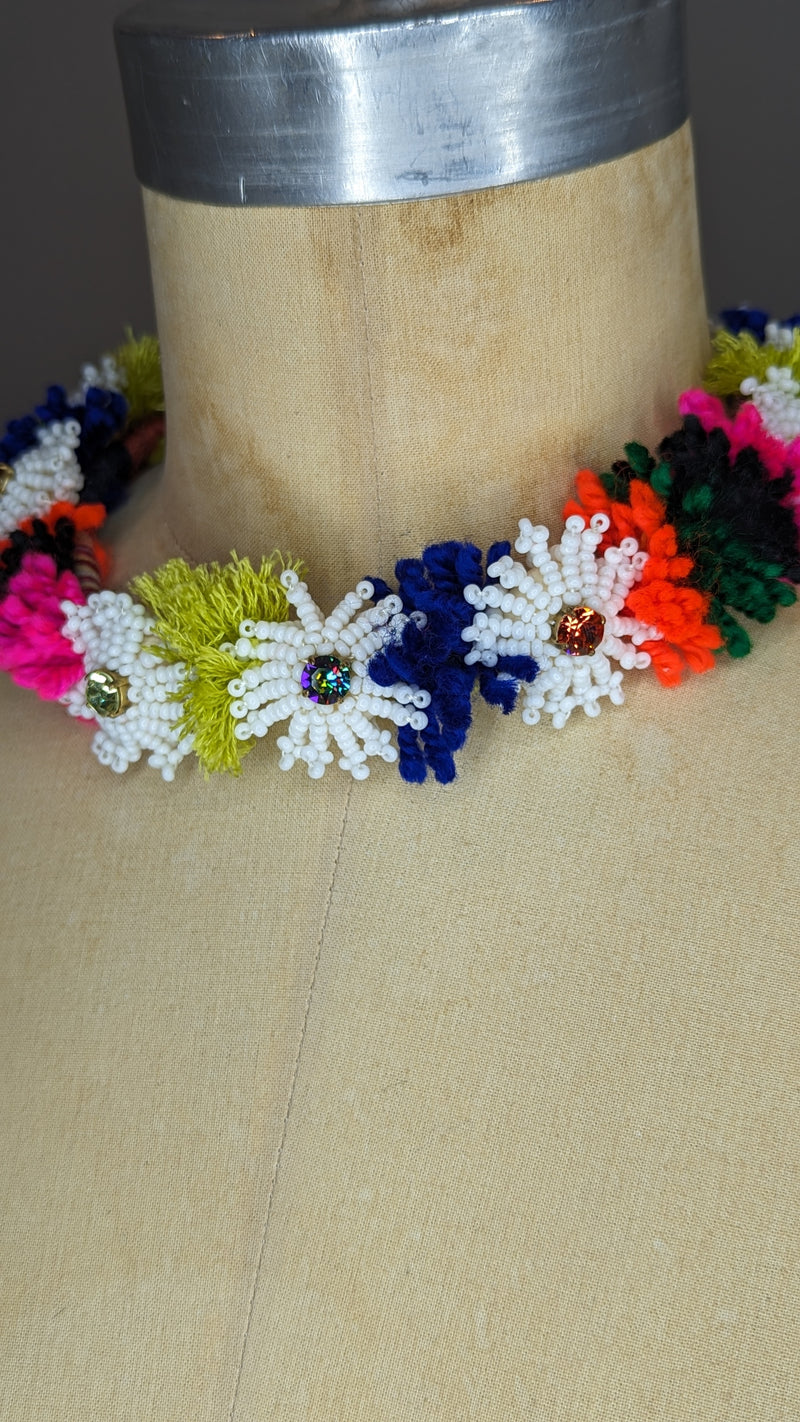 J.Crew Multicoloured Crystal Beaded Pom Pom Necklace