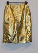 John Michael Vintage High Waist Leather Metallic Pencil Skirt