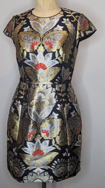 Ted Baker Metallic Oriental Jaquard Print Pattern Floral Dress