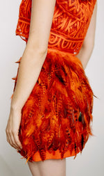 Sass & Bide 2 Piece Ostrich Feather & Battenberg Lace Orange Mini Dress