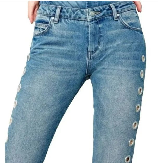 Reiko Preston Holes Straight Cropped Jeans