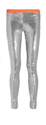 Sass & Bide Silver Sequin Neon Orange Elasticated Jersey Leggings