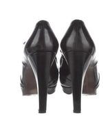 Stuart Weitzman Cutout Oxford Black Leather Pump Plaform Heels