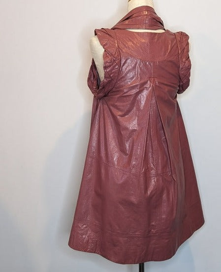 Japanese Pink Leather Babydoll Mini Dress