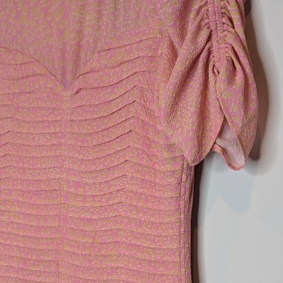 Seed Pleat Party Pink Puff Sleeve Ruffle Mini Dress