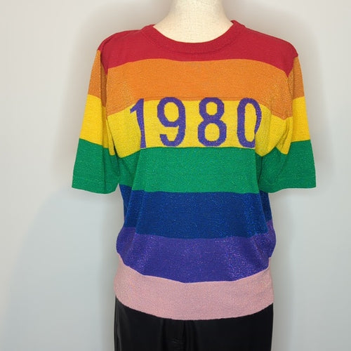 Frankie's Melbourne "1980" Rainbow Glitter Knit Top