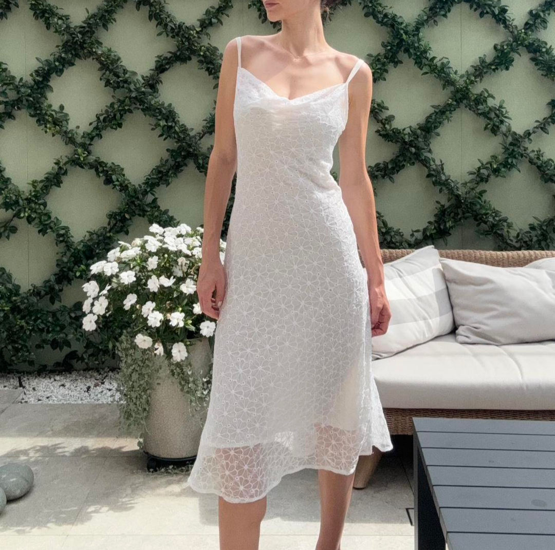 alemais play embroidered dress Hansen & Gretel White Sheer Daisy Embroidered Midi Slip Dress – Re_find  Preloved