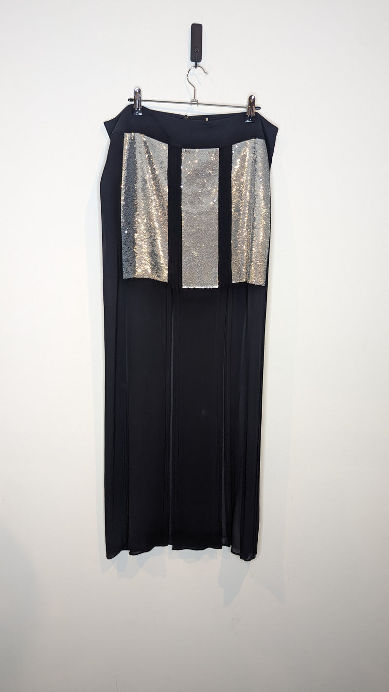 Sass & Bide Black & Silver Sequin Maxi Skirt