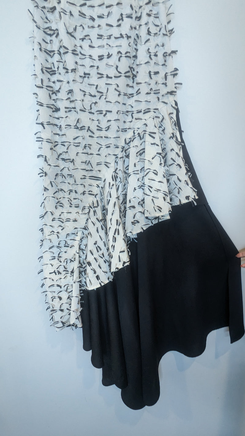 Asilio Black & White Fluted Ruffle Mermaid Style Confetti Skirt