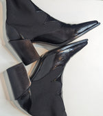 Senso Quentin Boots Ebony Black Ankle Sock Faux Patent Leather Booties