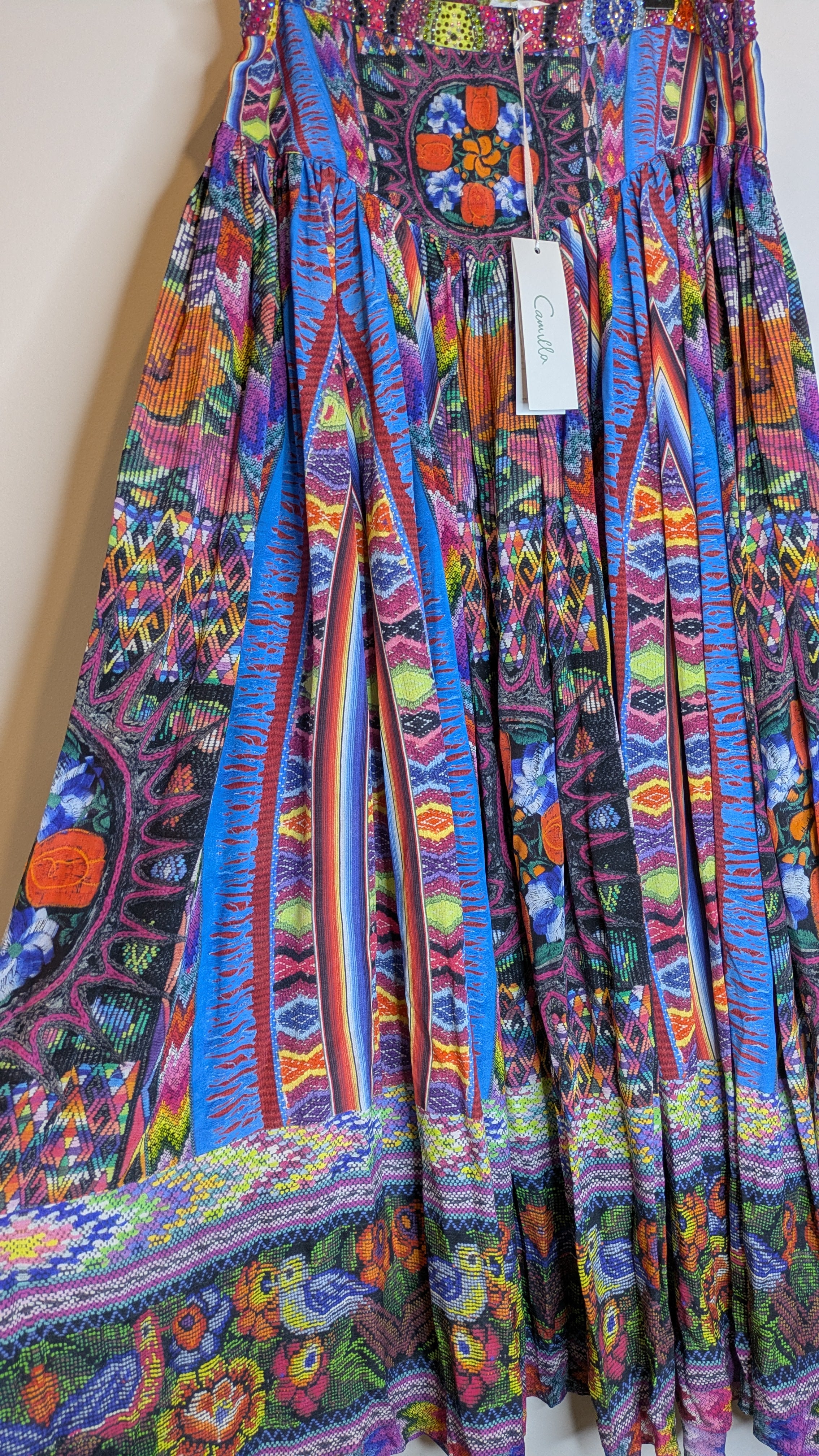 Camilla Tapestry of Time Silk Long Crystal Embellished Maxi Skirt