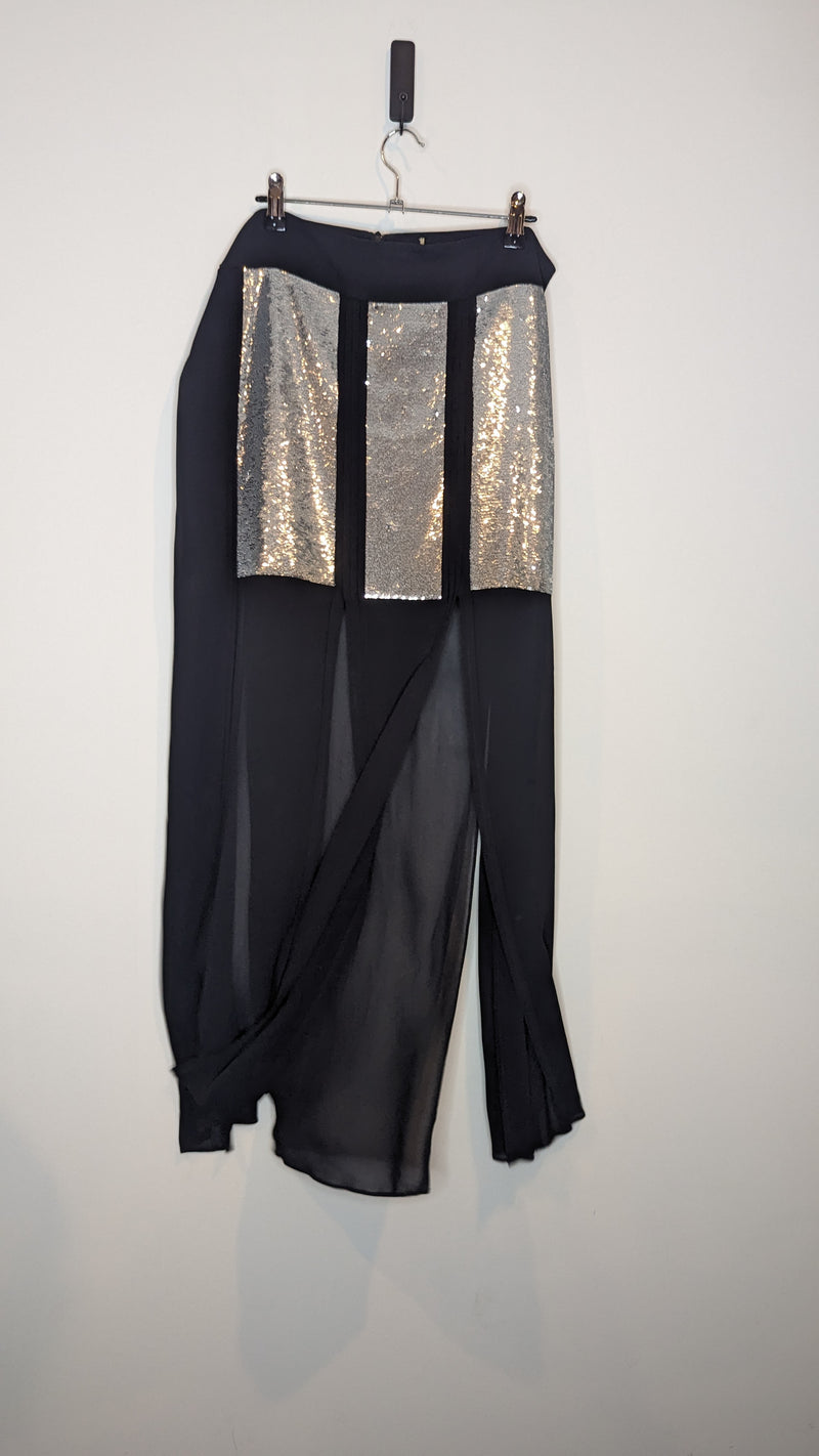 Sass & Bide Black & Silver Sequin Maxi Skirt