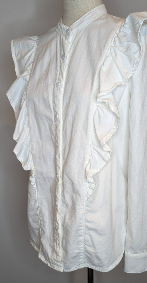 Decjuba White Ruffled Frill Blouse / Shirt