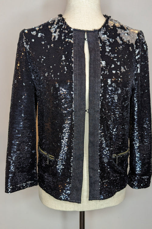 Pinko Black Denim & Sequin Blazer