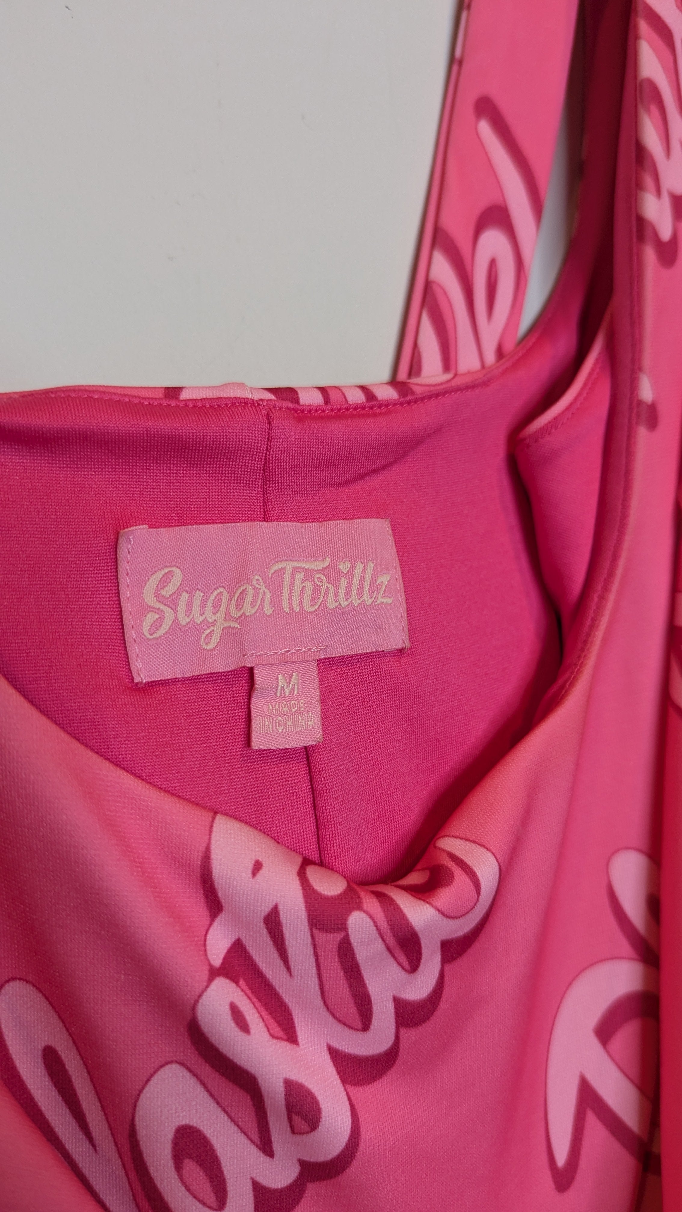 sugar thrillz pink dress Sugar Thrillz Dolls Kill Life Is Plastic Pink Barbie Mini Dress – Re_find Preloved