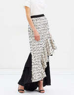 Asilio Black & White Fluted Ruffle Mermaid Style Confetti Skirt