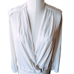 White Sateen Wrap Blouse, by Manning Cartell