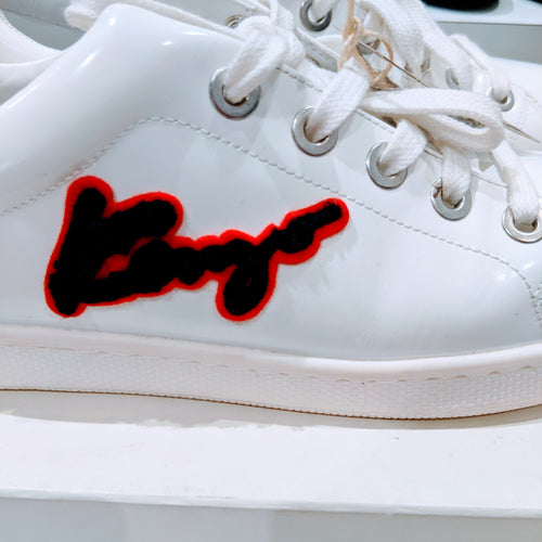Kenzo White Embroidered Logo Sneakers