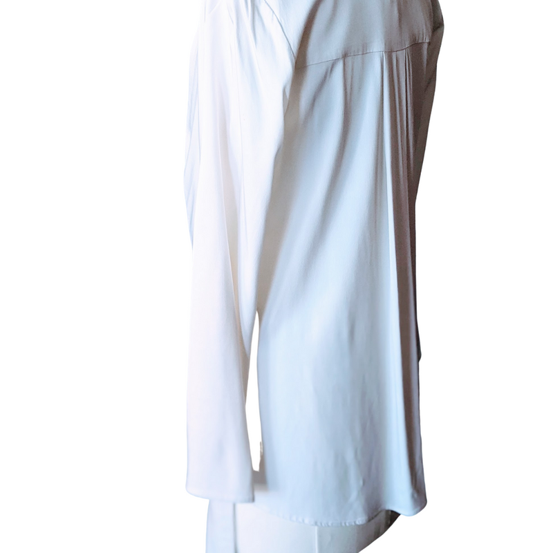 White Sateen Wrap Blouse, by Manning Cartell