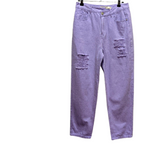 A-E-Nice Lilac Lace Distressed High Waist Mom Jeans