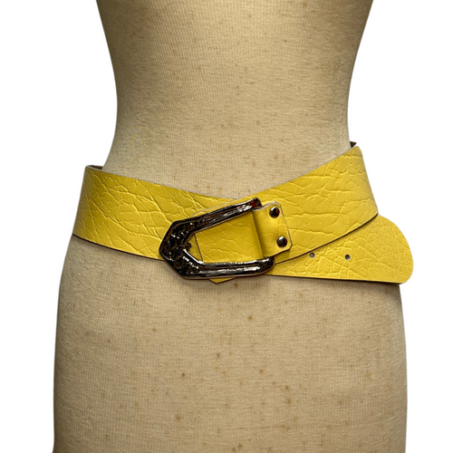 Vintage Wide Yellow Leather Belt