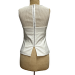 White Suede Bustier Mesh Top & Skirt Set