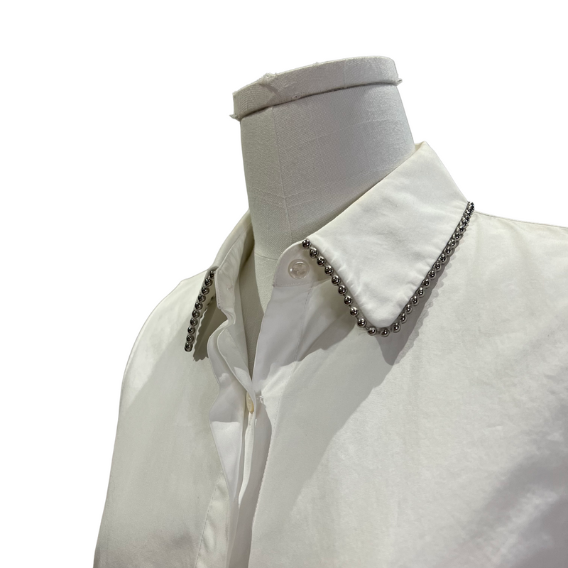 Alexander Wang Ball-chain Beaded Trim Collar Shirt