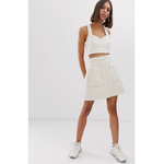 Weekday A-line Denim Skirt with Contrast Stitching - Ecru/Cream