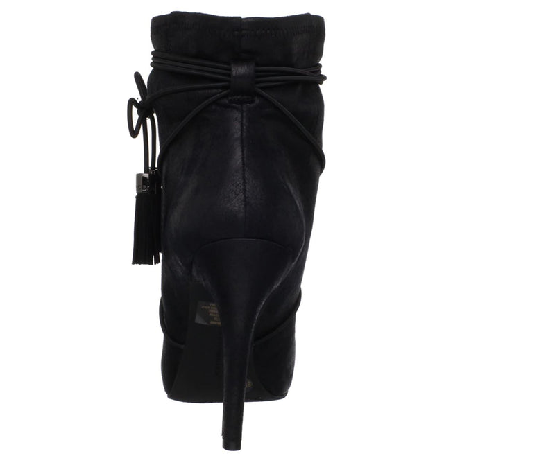 BCBGeneration Faux Suede Black Tassle Pull On Ankle Booties