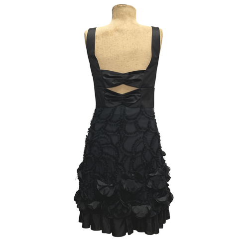 Alannah Hill Black Ruffle Party Dress Flowers & Silk size 10