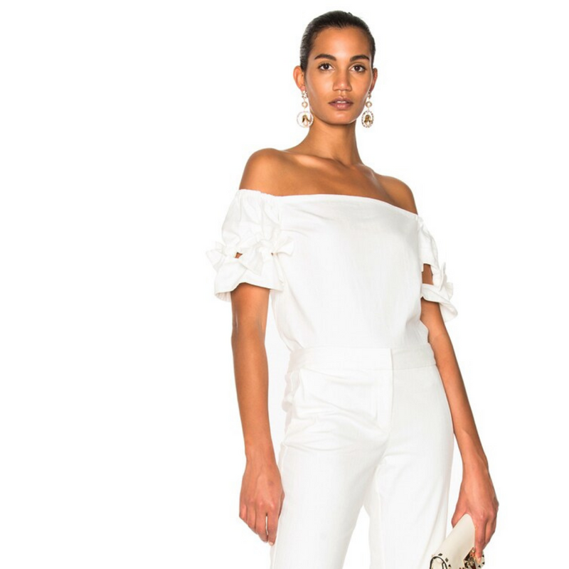 Alexis Off Shoulder White Bow Sleeve Top