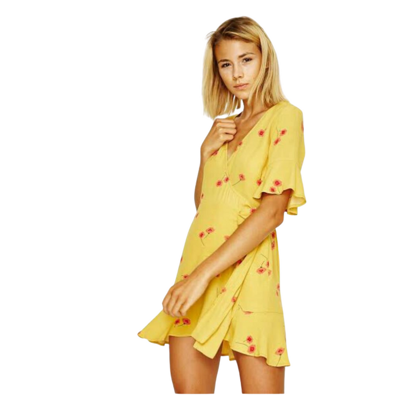 Alice in The Eve Yellow Wrap Dress